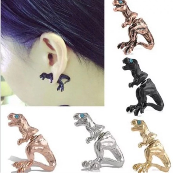 🌺3/$25 1 Pair T-Rex Dinosaur Earrings NEW Silver - Picture 4 of 7